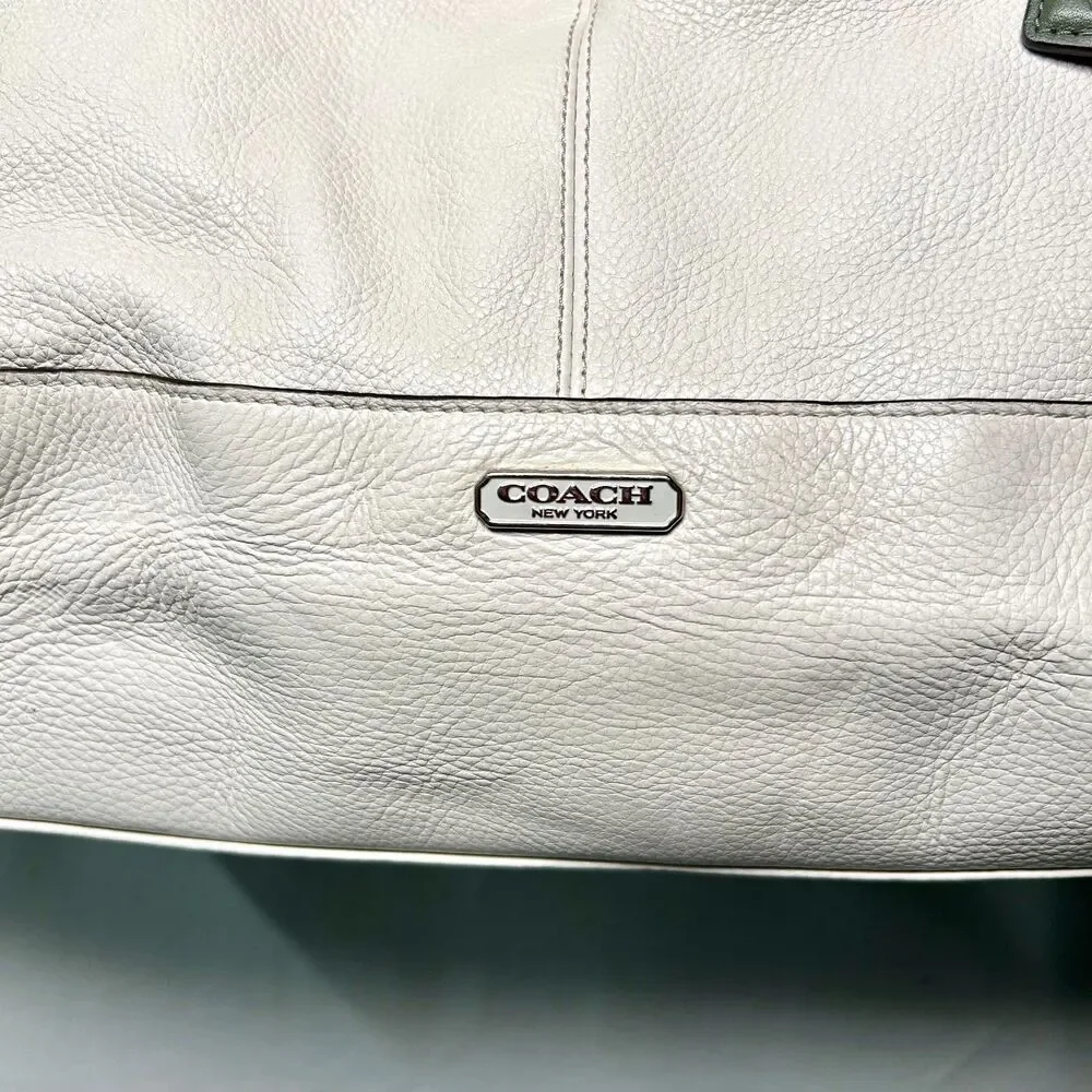 Coach Vermillion Park Kathryn Triple Zip White Soft Pebble Leather Satchel Bag